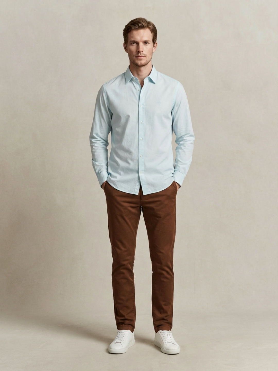 Gant Men Light Blue Solid Regular Fit Classic Poplin Shirt