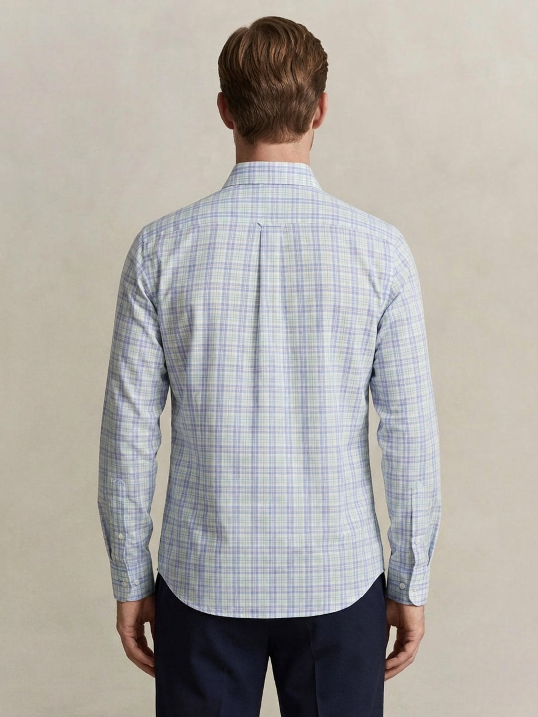 Gant Men Poplin Blue Checked Collar Shirt