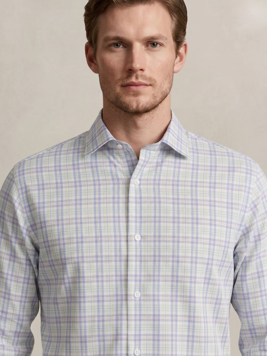 Gant Men Blue Checked Regular Fit Poplin Shirt