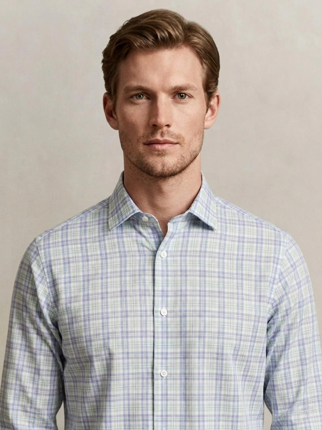 Gant Men Poplin Blue Checked Collar Shirt