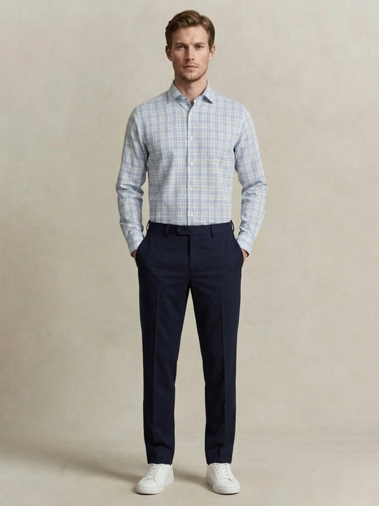 Gant Men Poplin Blue Checked Collar Shirt