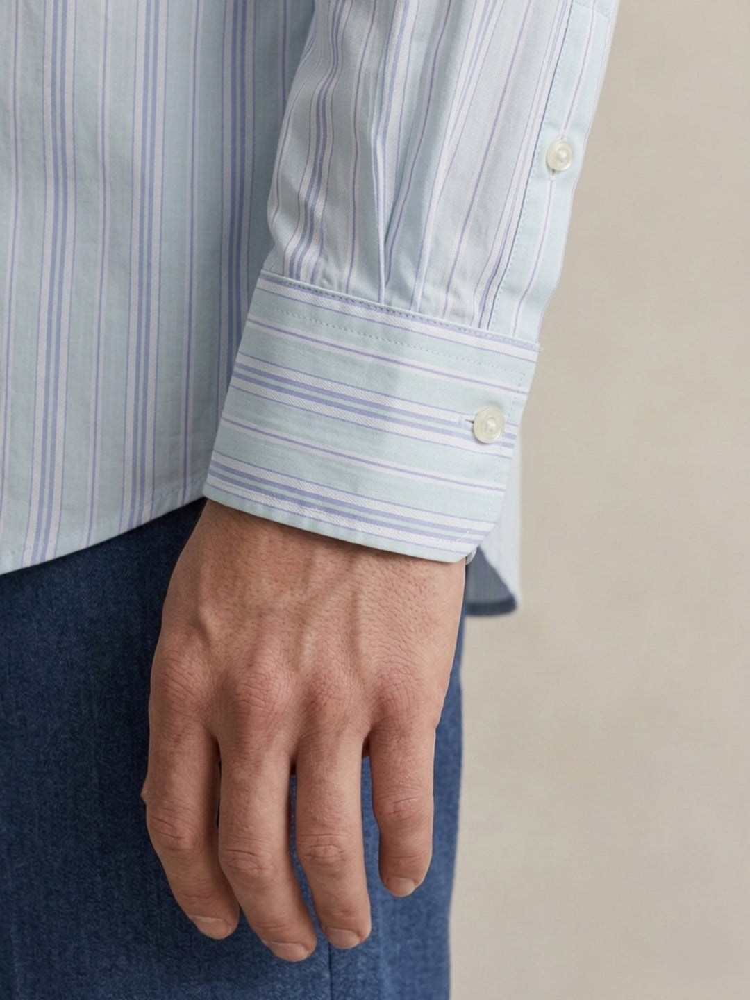 Gant Men Pure Cotton Light Blue Dobby Striped Shirt