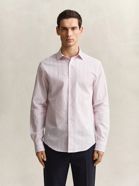 GANT Men Pink Dobby Striped Shirt