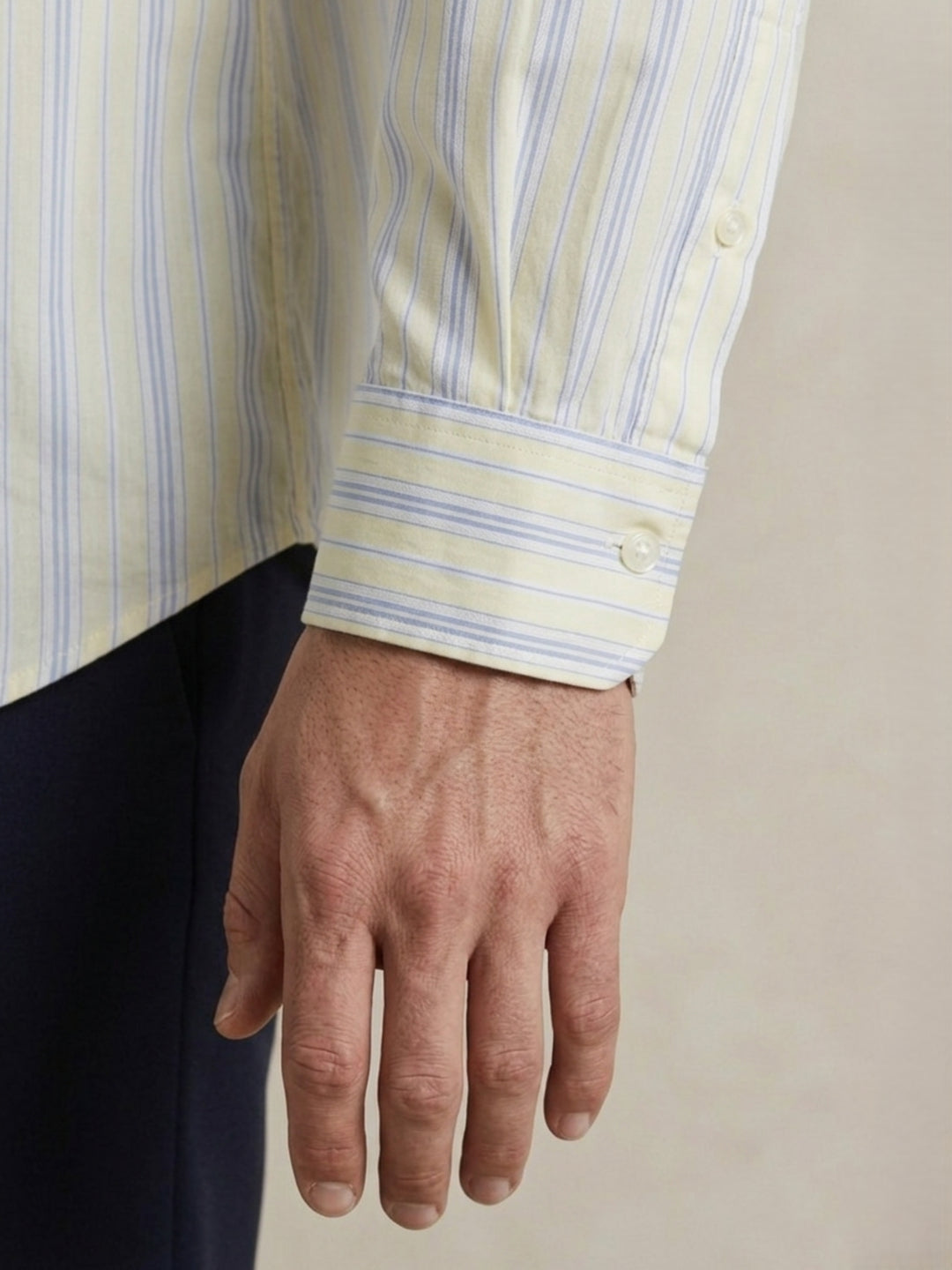 Gant Men Yellow Striped Regular Fit Pure Cotton Shirt