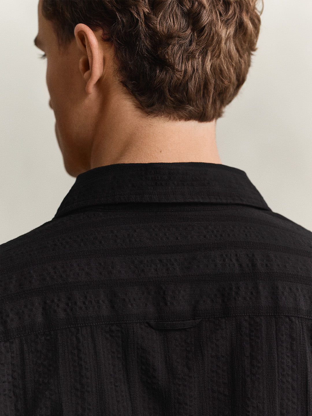 GANT Men Black Dobby Striped Relaxed Cotton Shirt