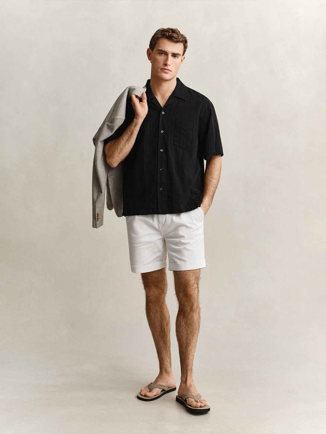 GANT Men Black Dobby Striped Relaxed Cotton Shirt