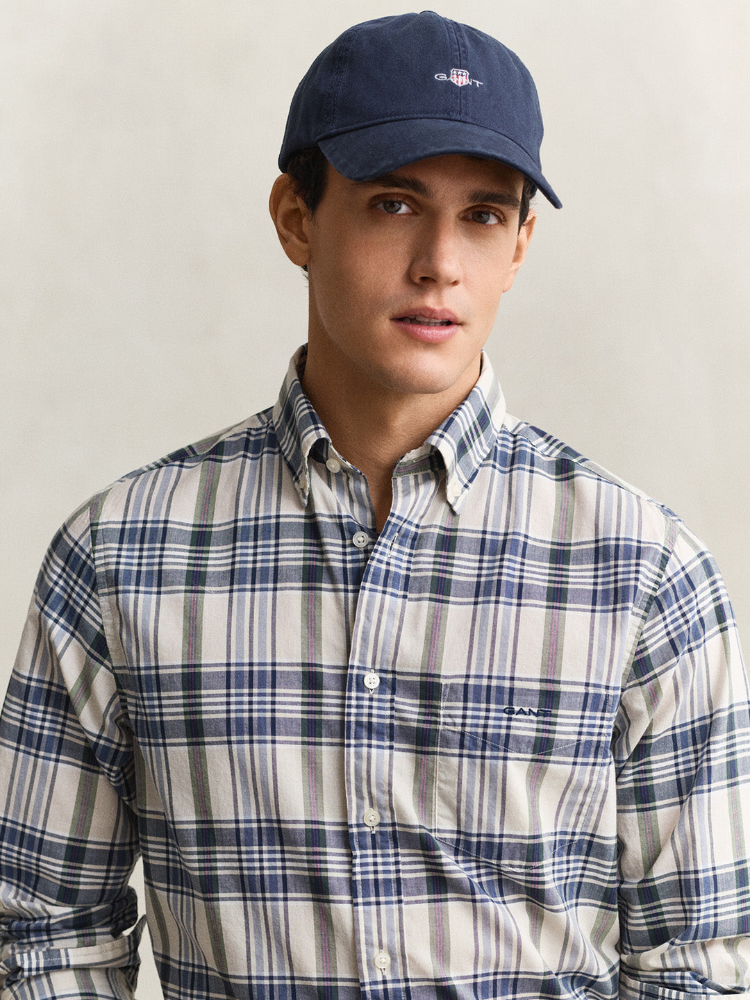 GANT Men Blue Checked Cotton Shirt