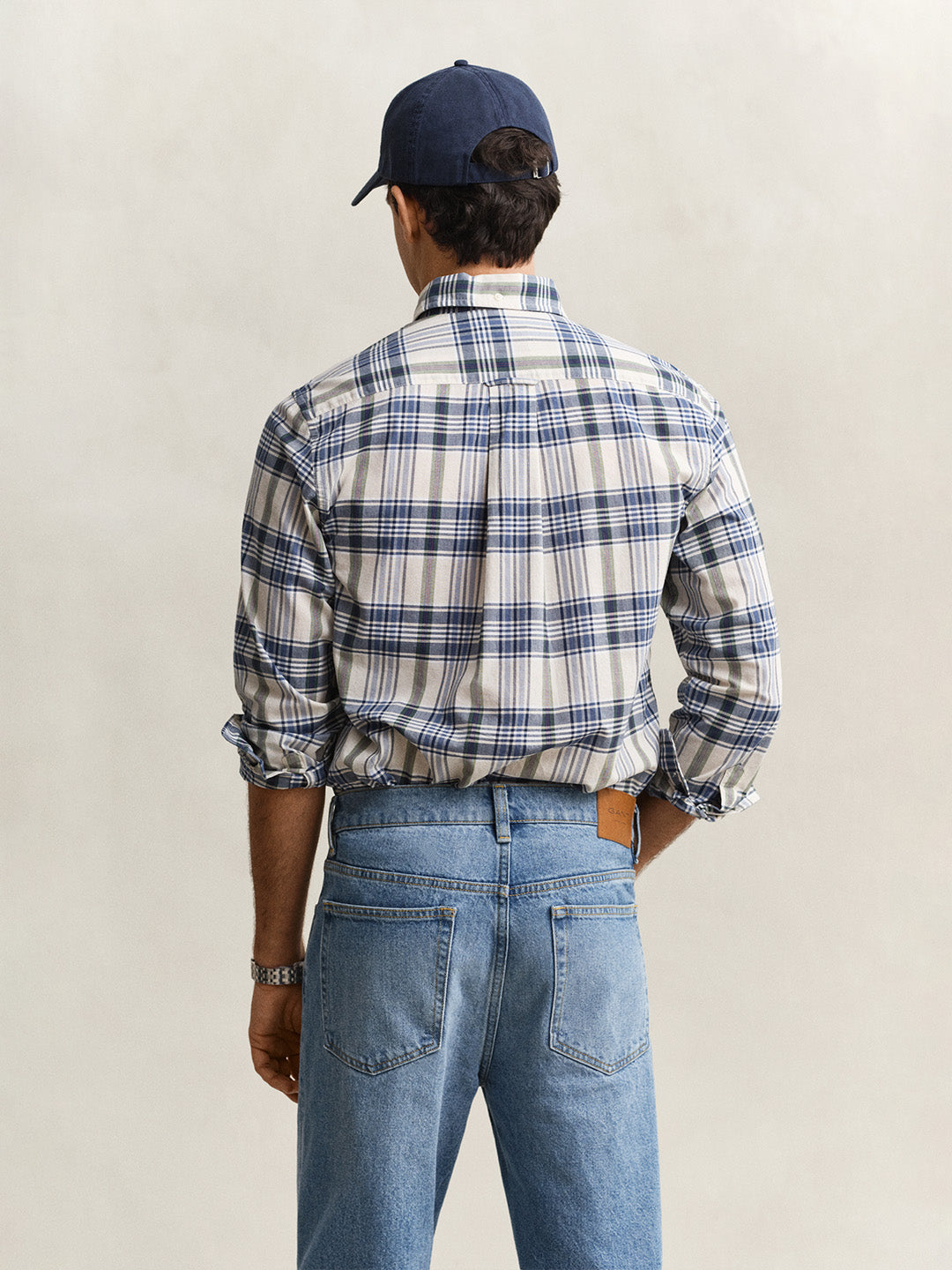 GANT Men Blue Checked Cotton Shirt