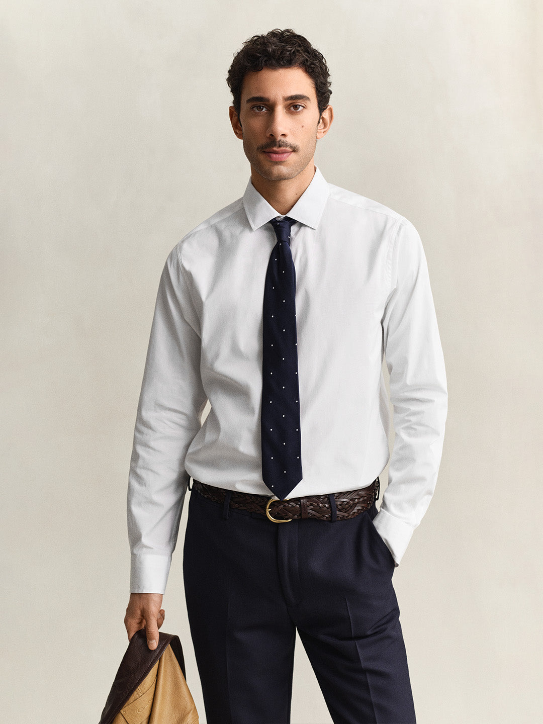 Gant Men White Solid Regular Fit Poplin Shirt