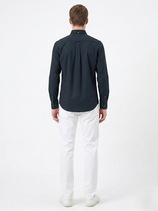 Gant Black Cotton Printed Men Shirt