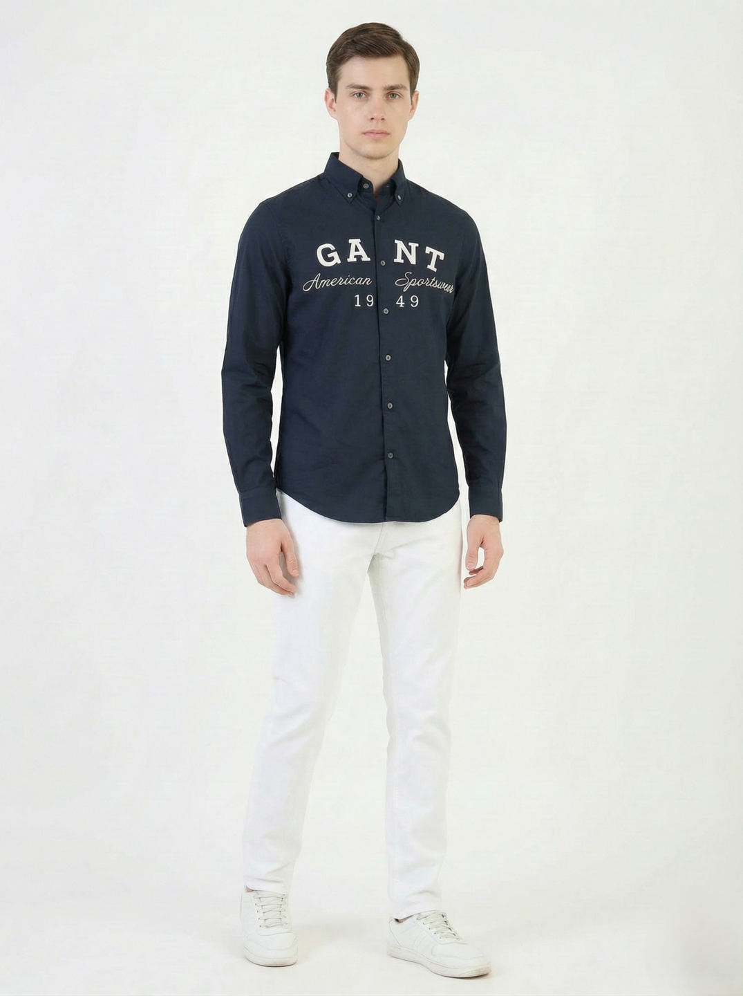Gant Black Cotton Printed Men Shirt