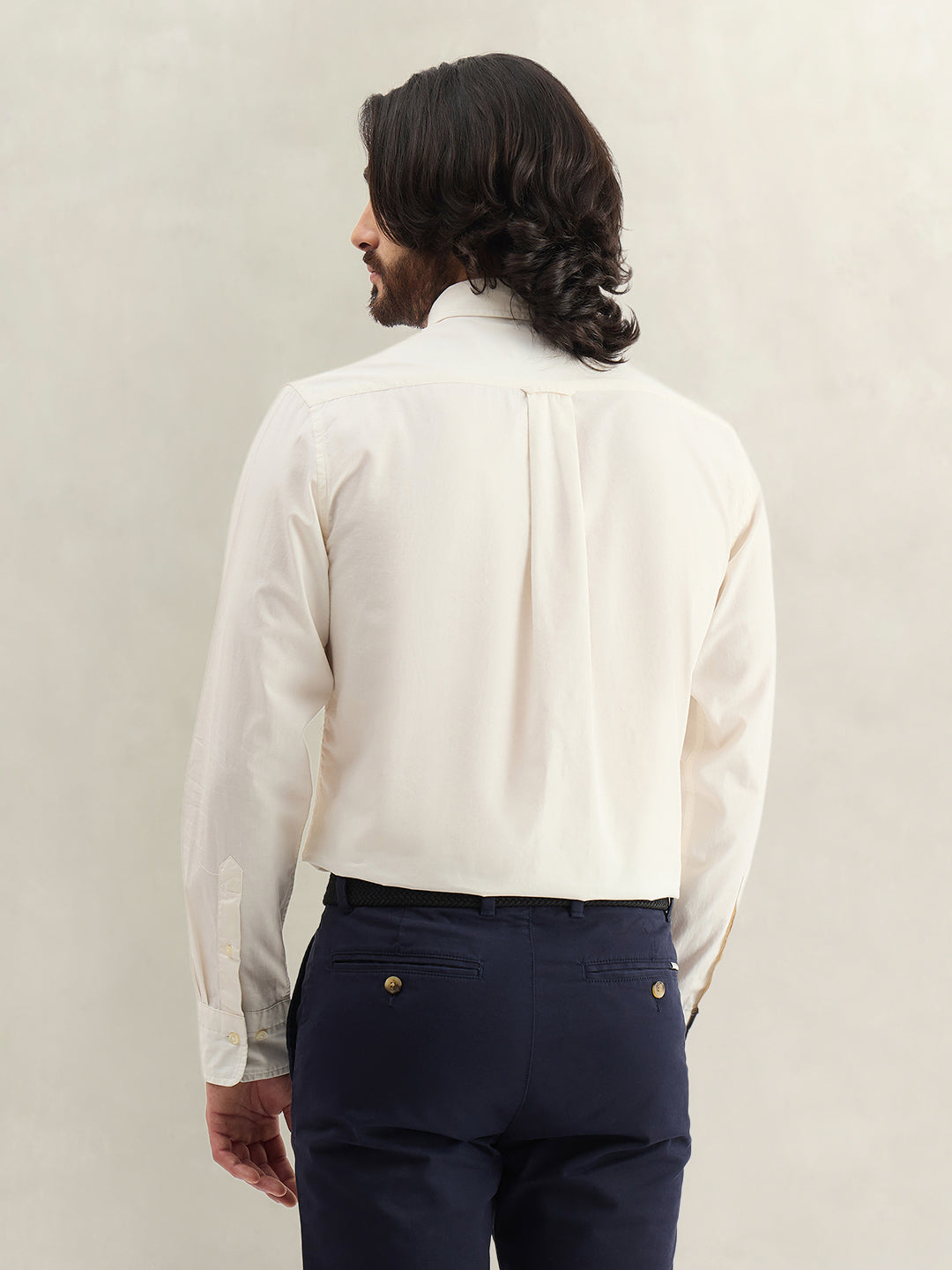 Gant Men Printed Off White Shirt