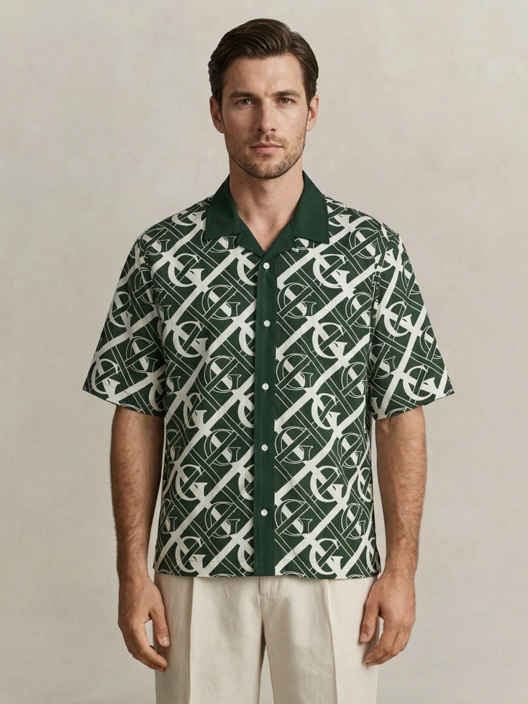 Gant Men Green Monogram Regular Fit Monogram Shirt