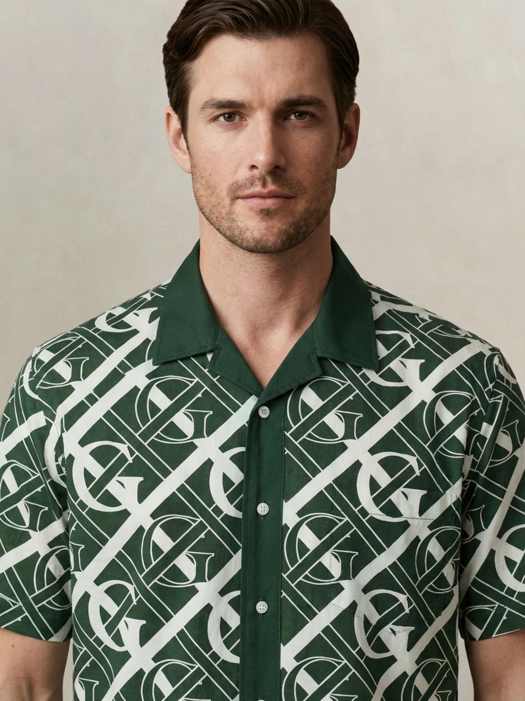 Gant Men Green Monogram Regular Fit Monogram Shirt