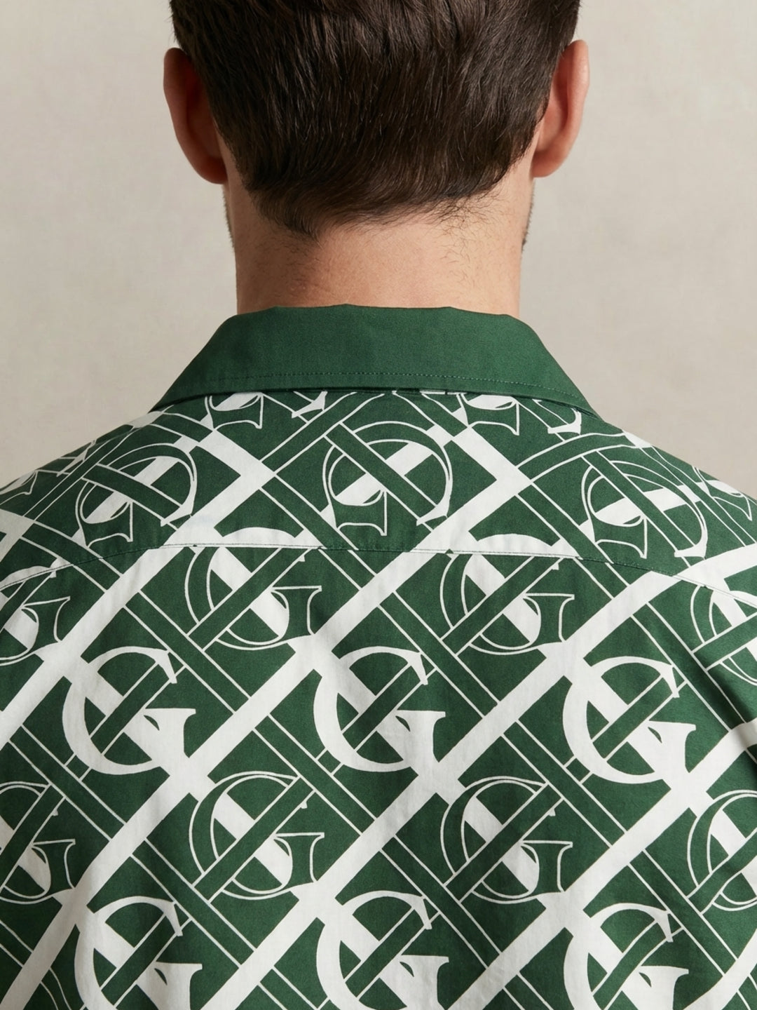 Gant Men Green Monogram Regular Fit Monogram Shirt