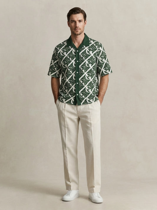 Gant Men Green Monogram Printed Shirt