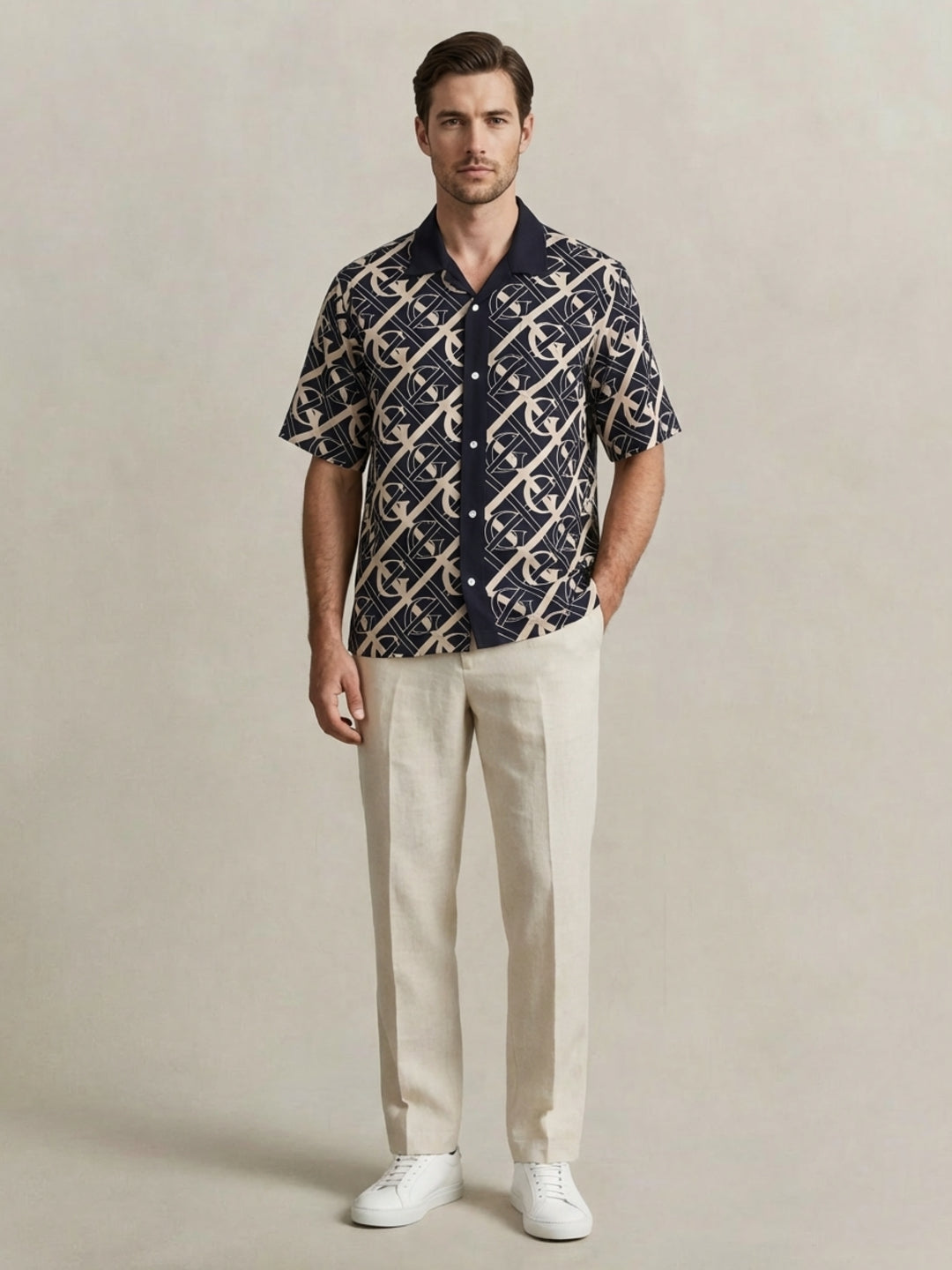 Gant Men Blue Monogram Printed Shirt