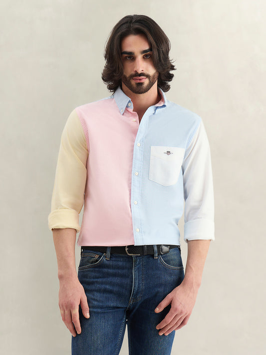 Gant Men Blue Colourblocked Shirt