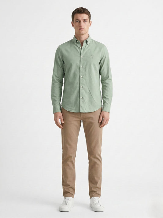 Gant Green Cotton Solid Men Shirt