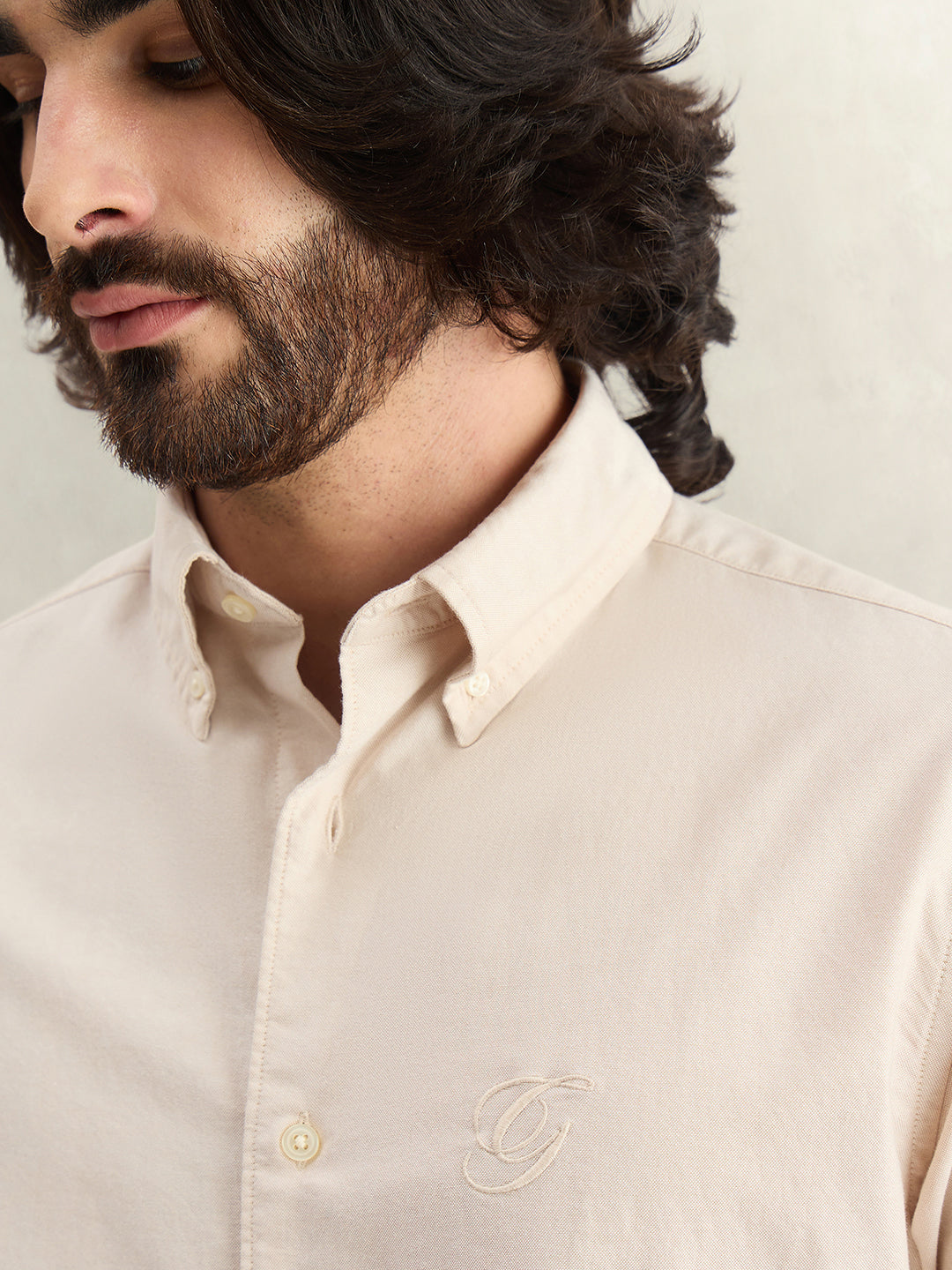Gant Men Solid Beige Shirt