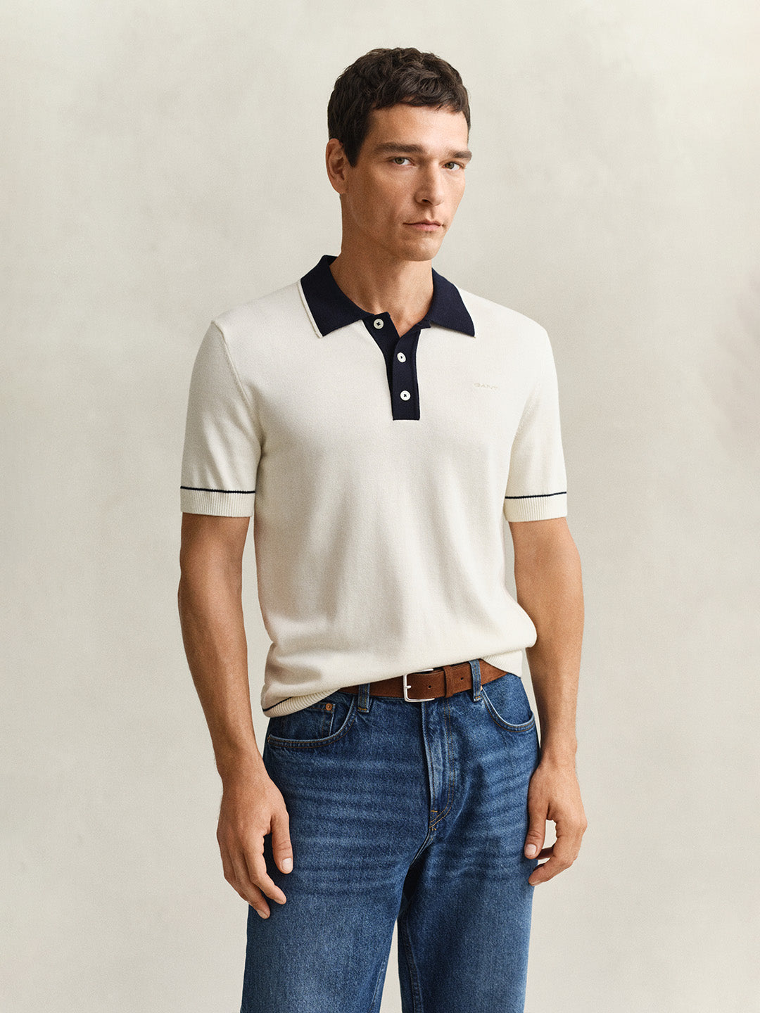 Gant Men Cream Modal Polo T-Shirt