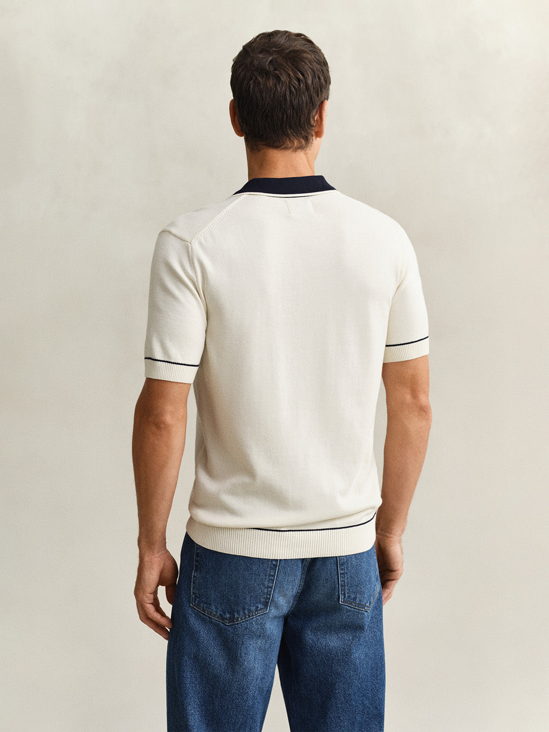 Gant Men Cream Modal Polo T-Shirt