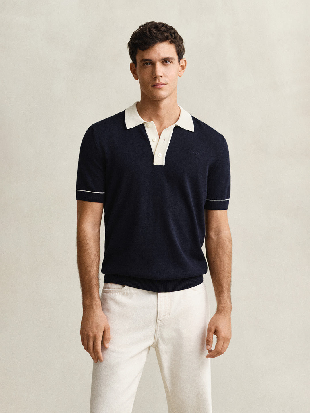 Gant Men Navy Blue Modal Polo T-Shirt