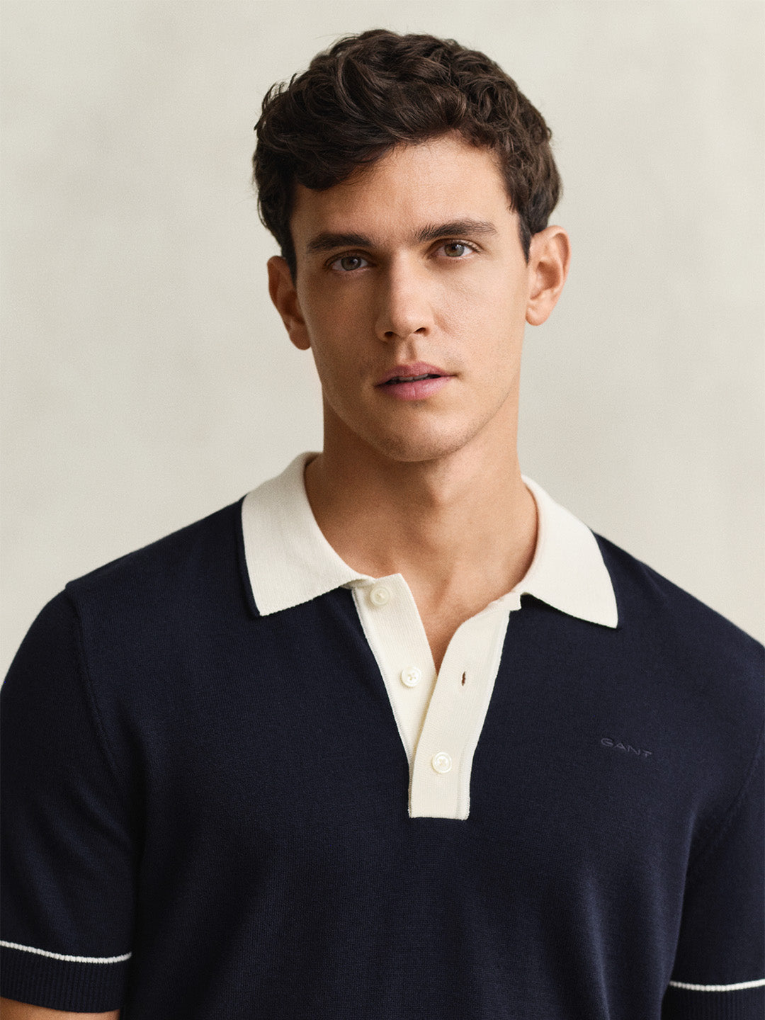 Gant Men Navy Blue Modal Polo T-Shirt