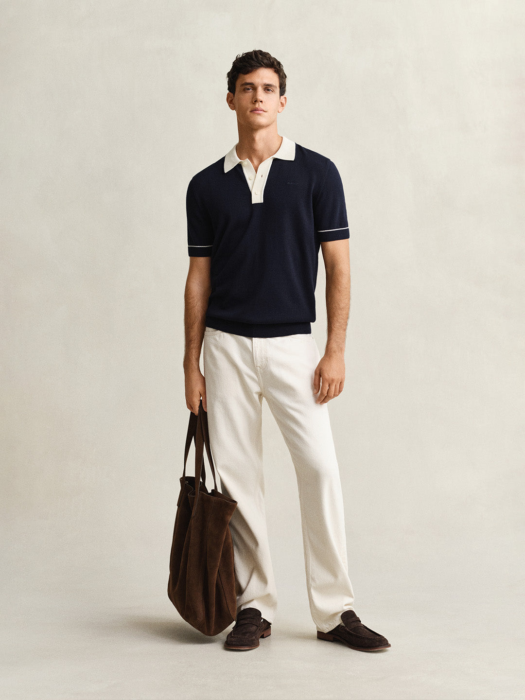 Gant Men Navy Blue Modal Polo T-Shirt