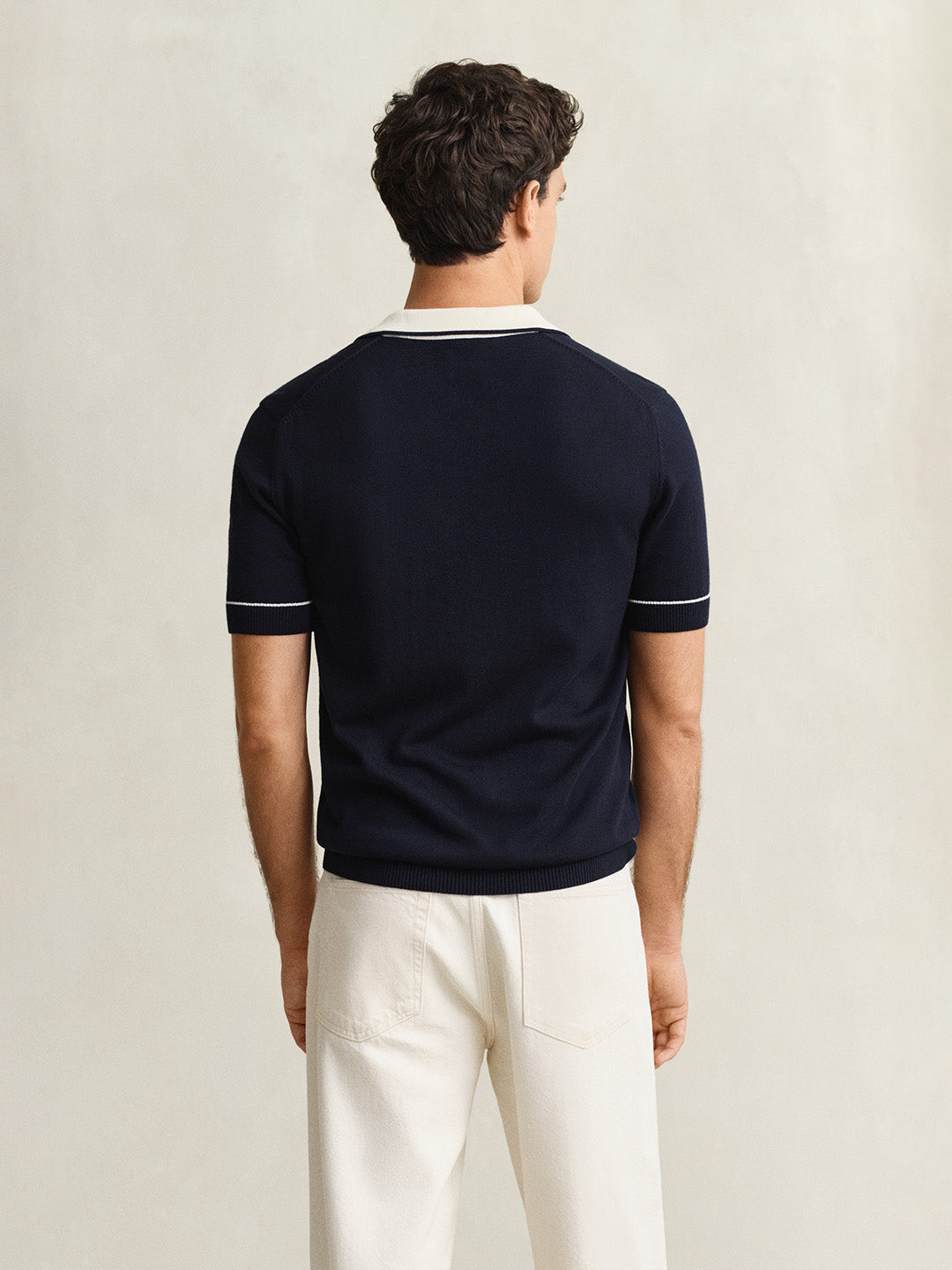 Gant Men Navy Blue Modal Polo T-Shirt