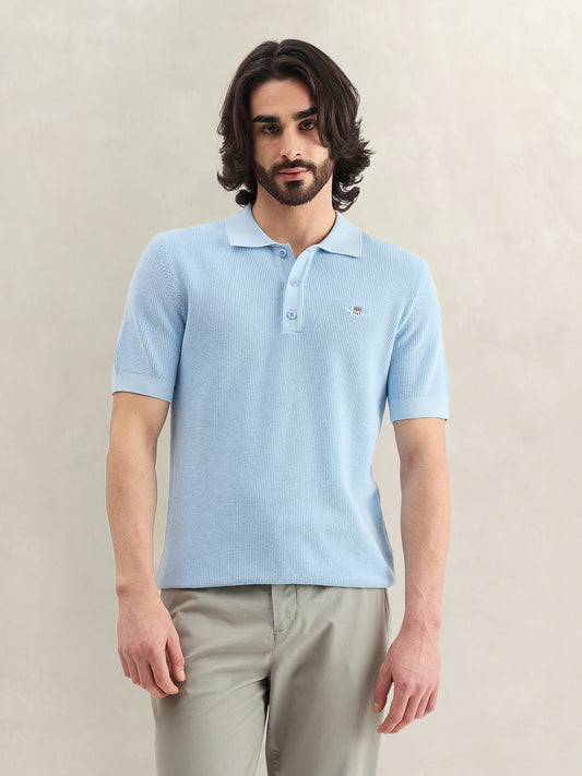 Gant Men Woven Design Blue Polo T-Shirt