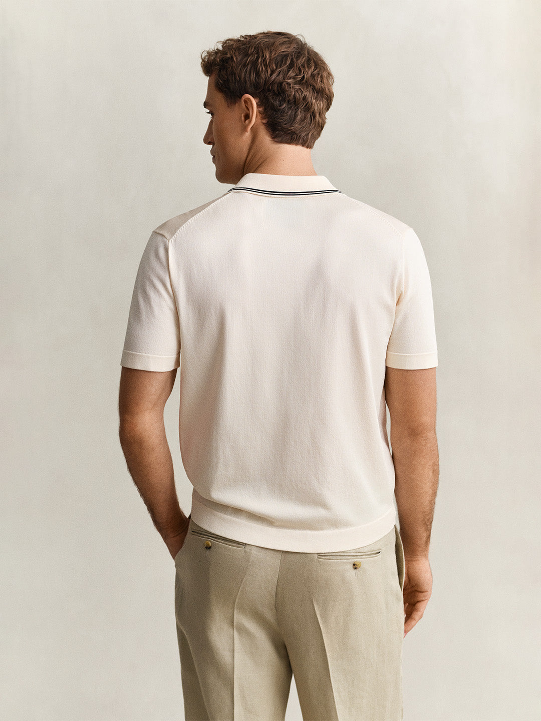 Gant Men Cream Regular Fit Polo T-Shirt