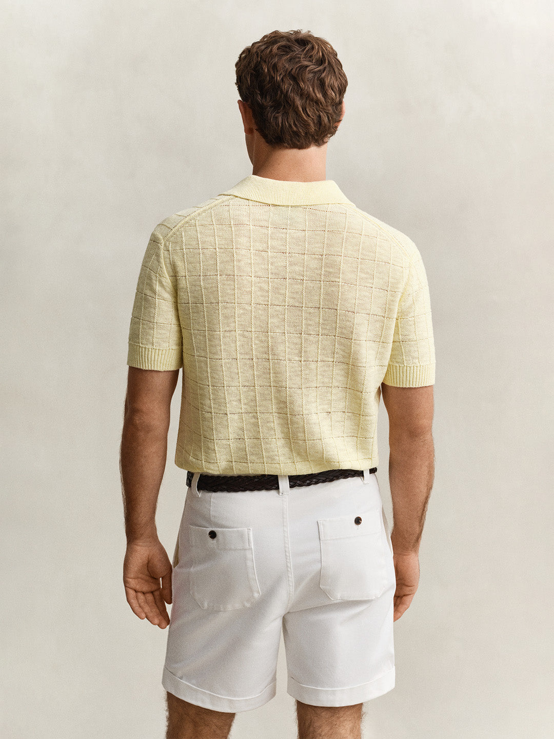 GANT Men Yellow Linen Blend Polo T-Shirt
