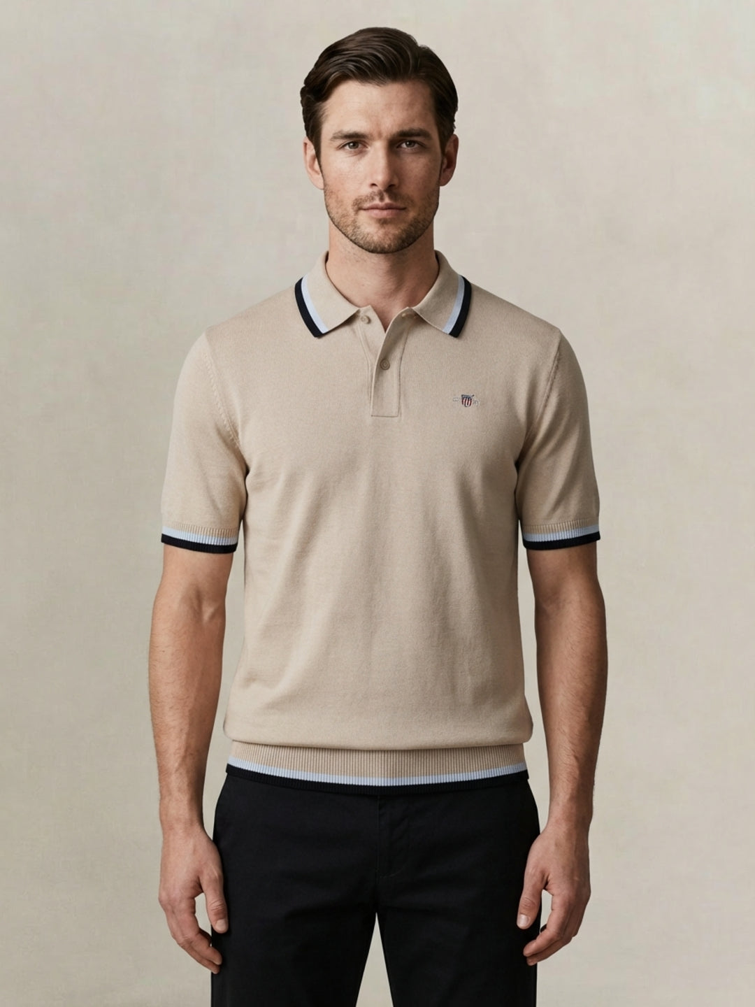Gant Men Pure Cotton Beige Polo T-Shirt