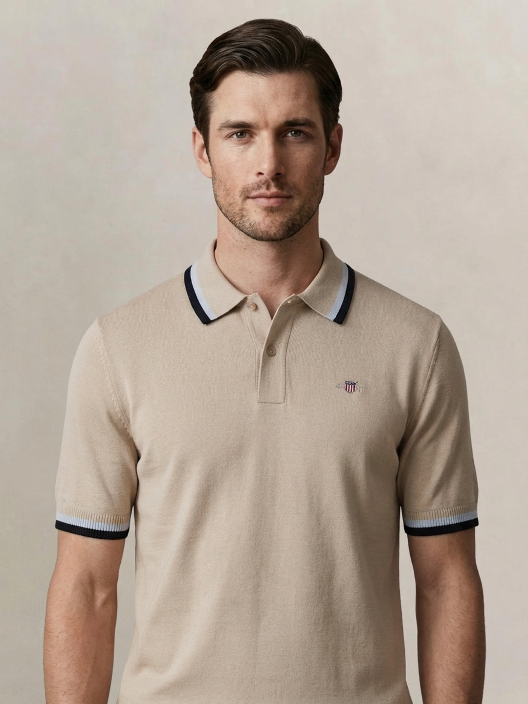 Gant Men Pure Cotton Beige Polo T-Shirt