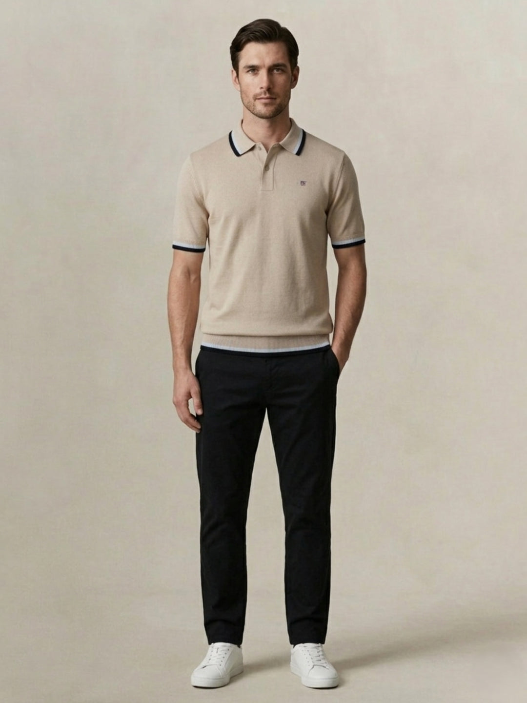Gant Men Pure Cotton Beige Polo T-Shirt