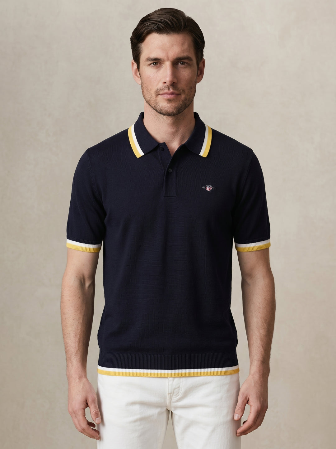 Gant Men Pure Cotton Navy Blue Polo T-Shirt