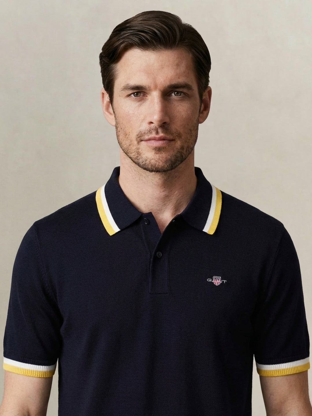 Gant Men Pure Cotton Navy Blue Polo T-Shirt