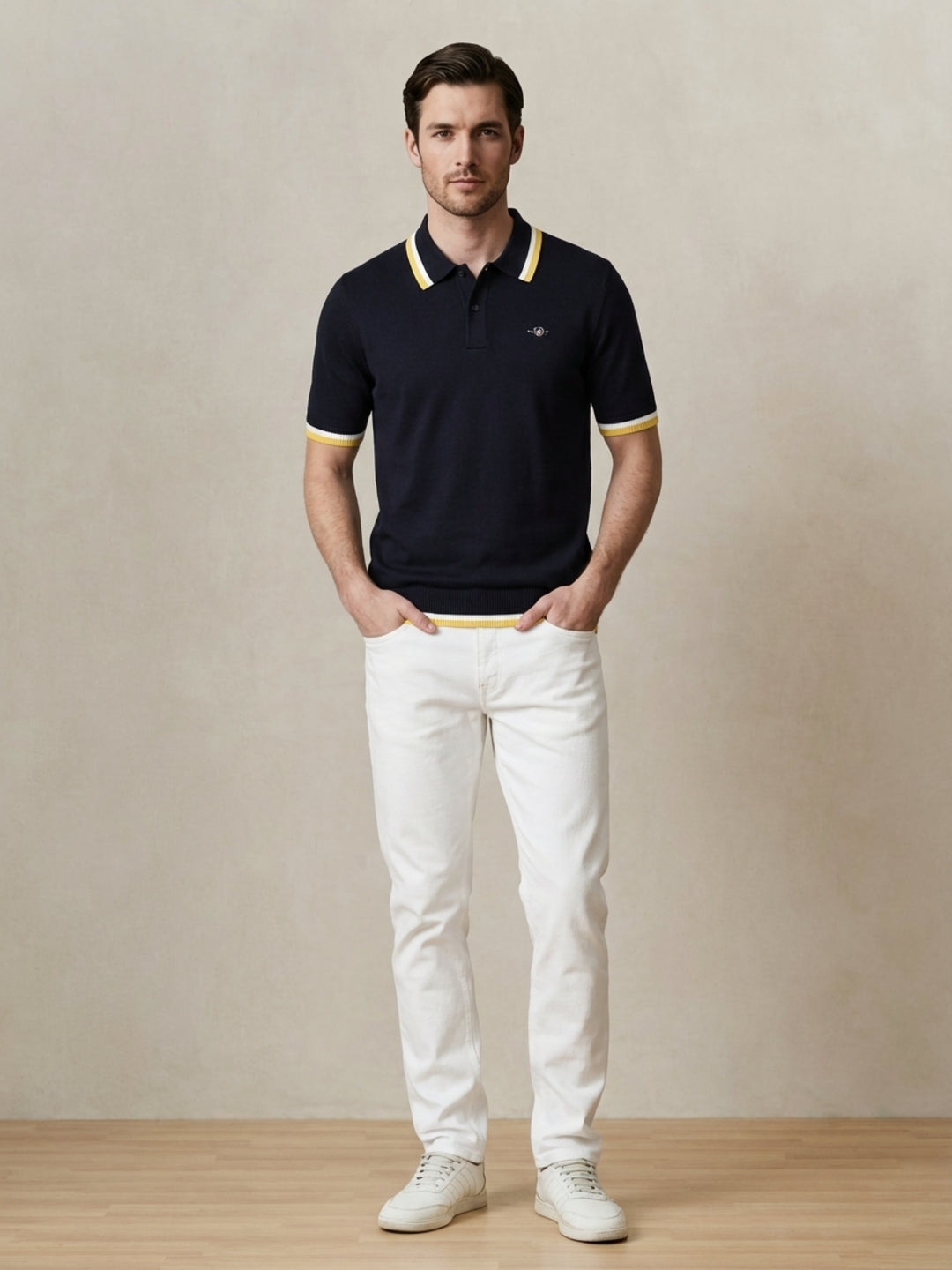 Gant Men Pure Cotton Navy Blue Polo T-Shirt