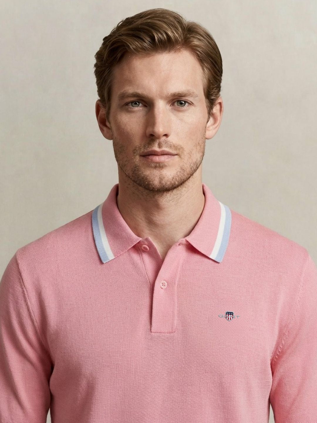 Gant Men Pink Solid Regular Fit Pure Cotton Polo T-Shirt
