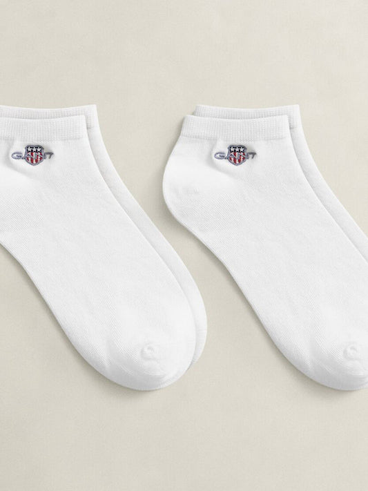 Gant Men White Solid Shield Ankle Length Socks Pack of 2