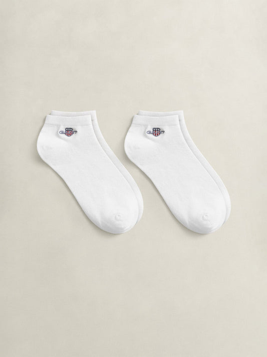 Gant Men White Solid Shield Ankle Length Socks Pack of 2