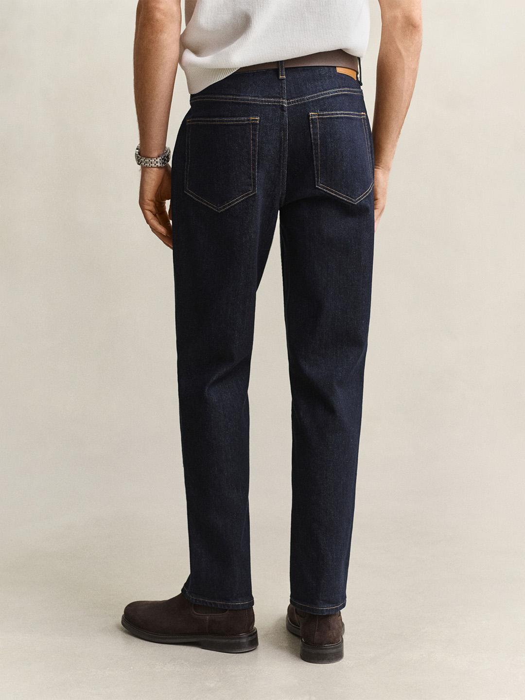 Gant Men Dark Navy Solid Regular Fit Classic Jeans