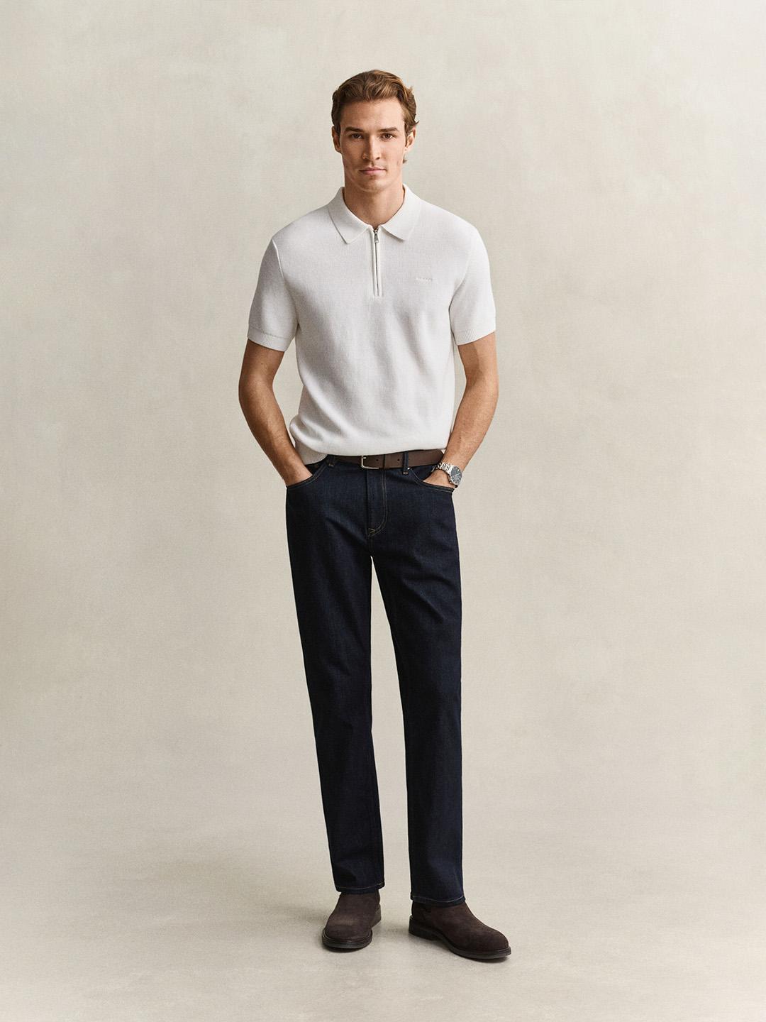 Gant Men Dark Navy Solid Regular Fit Classic Jeans