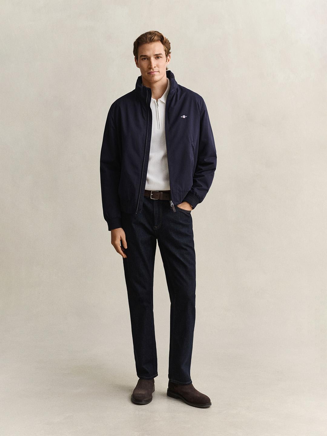 Gant Men Dark Navy Solid Regular Fit Classic Jeans