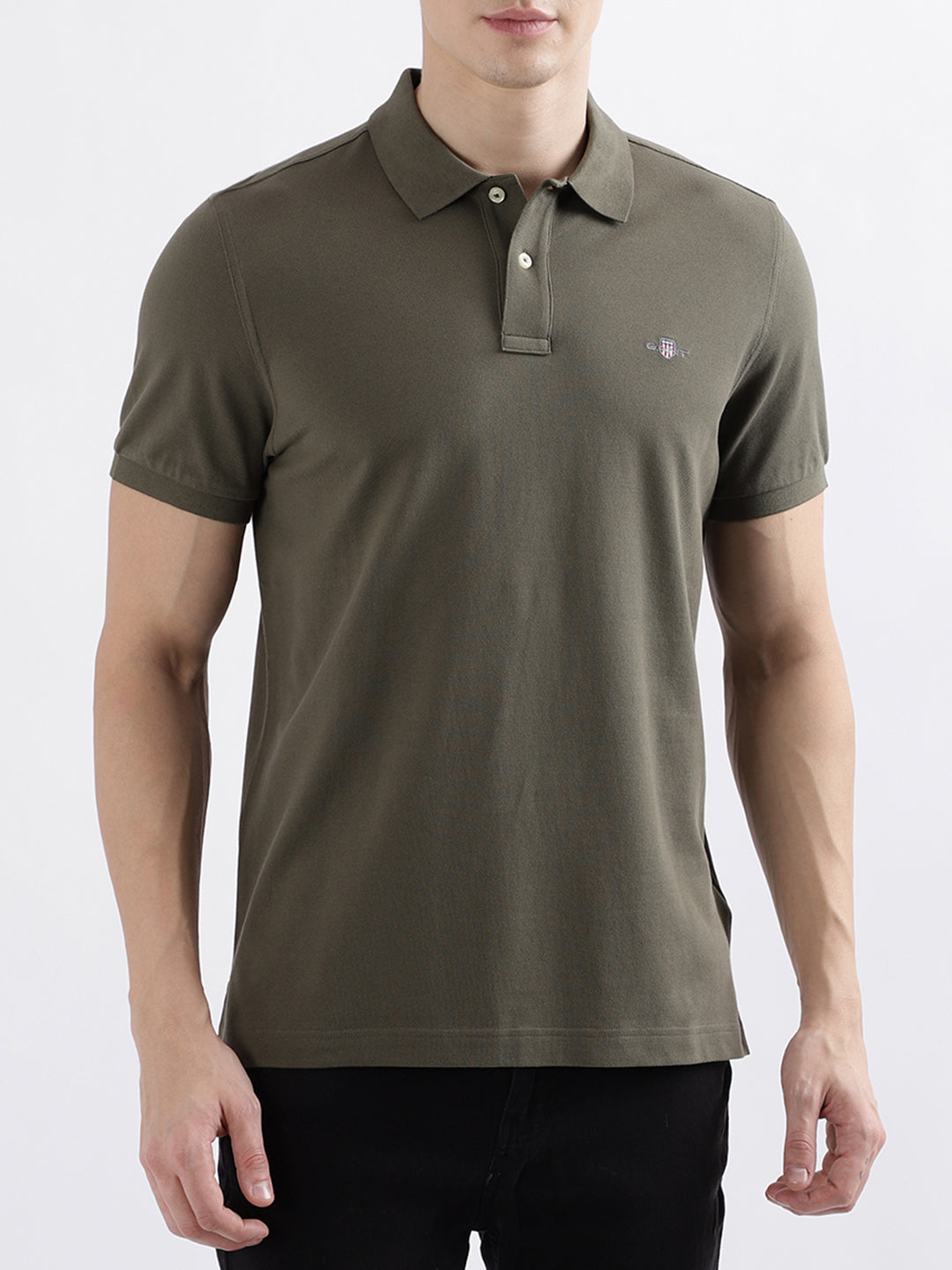 Gant Olive Fashion Regular Fit Polo T-Shirt