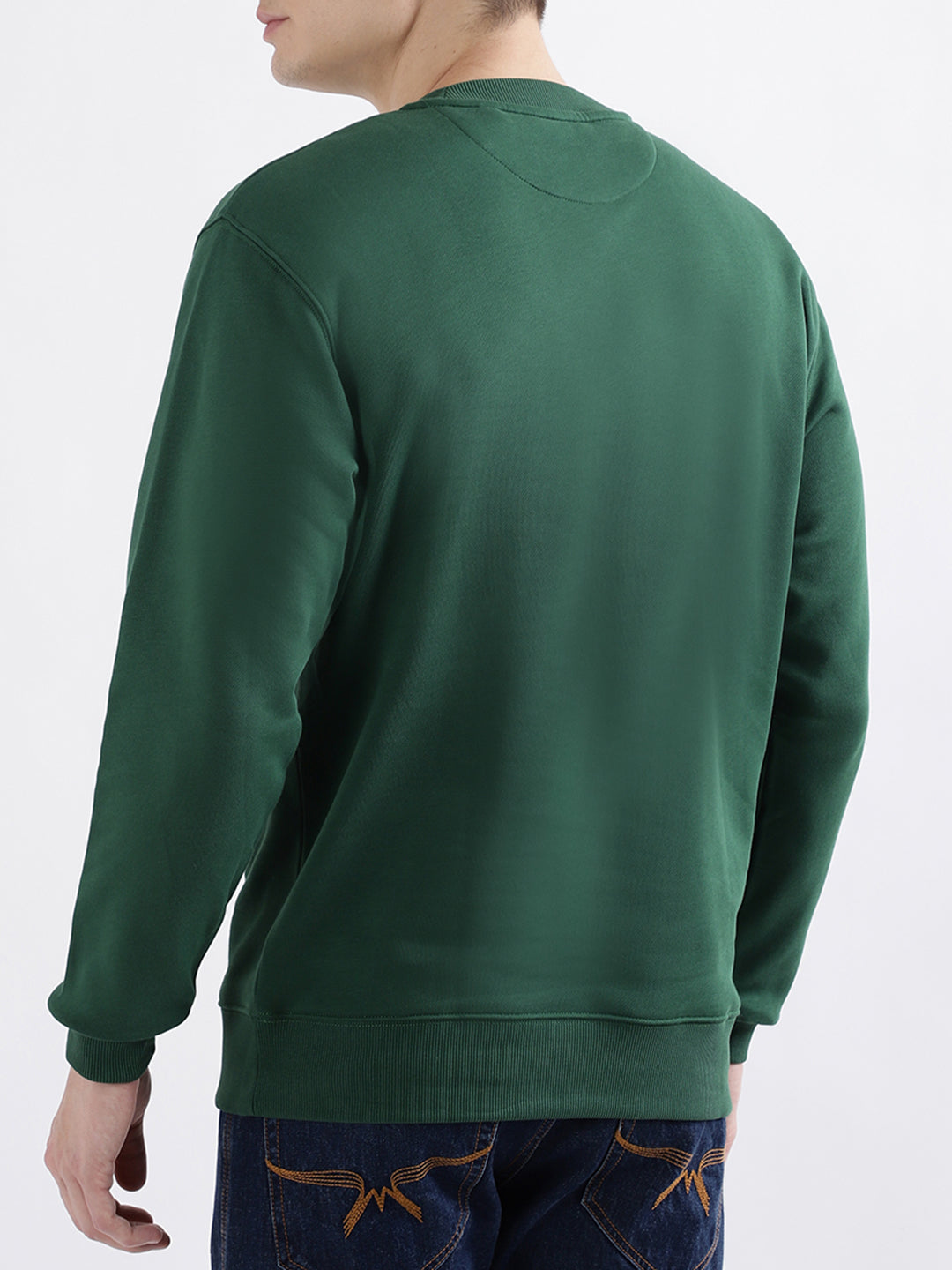 Gant Men Green Solid Full Sleeves Round Neck Sweatshirt