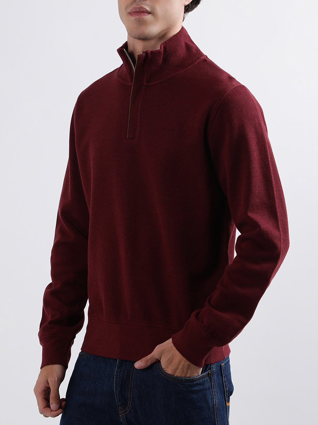 Gant Men Red Solid High Neck Sweatshirt