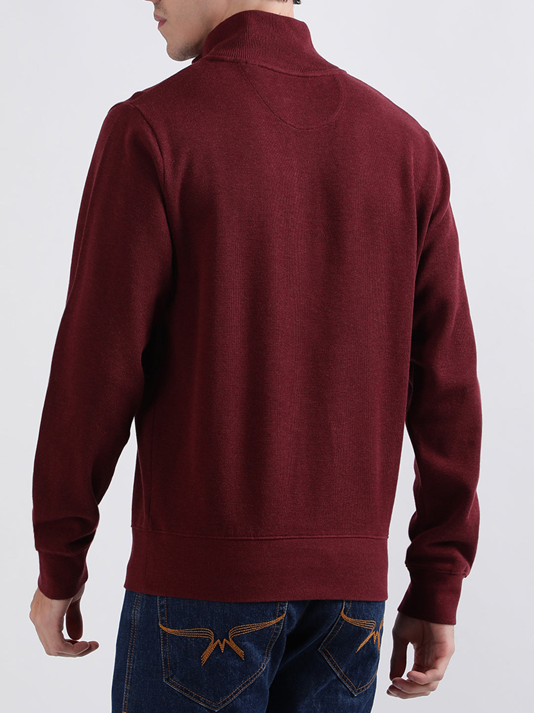 Gant Men Red Solid High Neck Sweatshirt