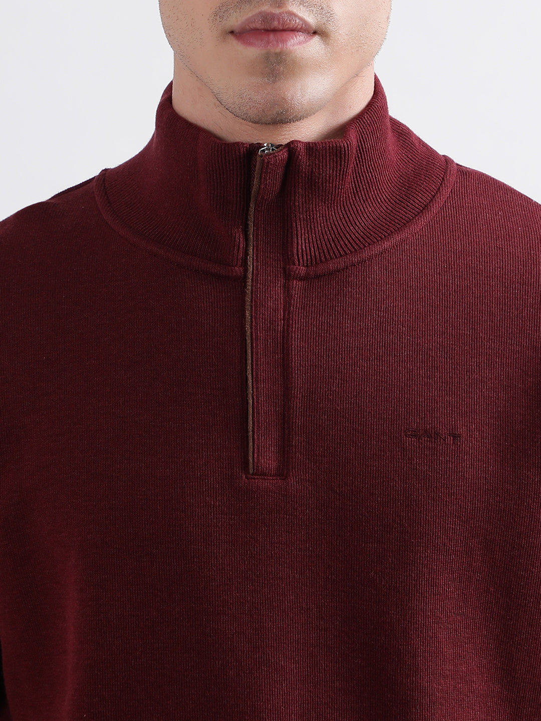 Gant Men Red Solid High Neck Sweatshirt